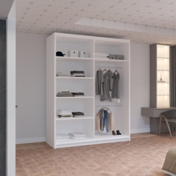 M N Furniture Roman 2 Door White and Grey Mirrored Sliding Wardrobe 150cm - thumbnail 3