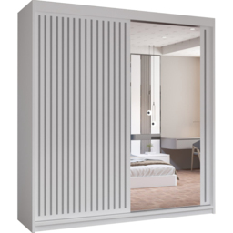 M N Furniture Roman 2 Door White and Grey Mirrored Sliding Wardrobe 150cm - thumbnail 2