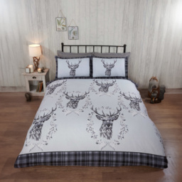 Rapport Home Double Grey Brushed Cotton New Angus Stag Duvet Set