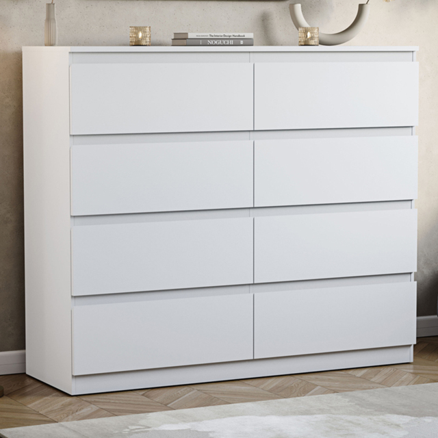 Vida Designs Denver White 8 Drawer Chest of Drawers - image 1