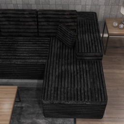 M N Furniture Smart 3 Seater Black Right Hand L-Shape Corner Sofa - thumbnail 3