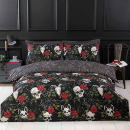 Rapport Home Skulls and Roses King Size Multicolour Microfibre Duvet Set