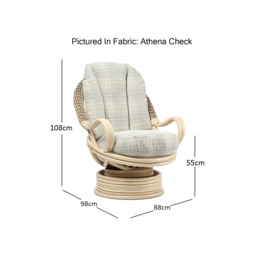 Desser Clifton Natural Rattan Check Fabric Swivel Rocker Chair - thumbnail 4