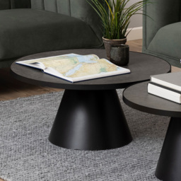 Florence Soli Round Black Ceramic Low Coffee Table