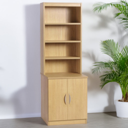 R White Cabinets 2 Door Brown Desk Height Cupboard with Hutch