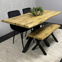 Kosy Koala 4 Seater Velvet Wooden Rectangle Dining Set with Bench Black