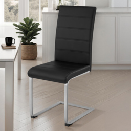 tectake Black Cantilever High Backrest Dining Chair Set of 4