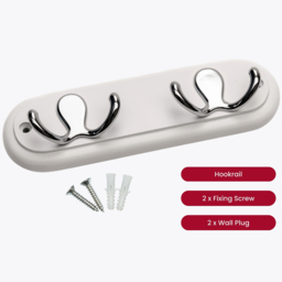 Headbourne White and Polished Chrome 2 Double Hook Coat Rail - thumbnail 3