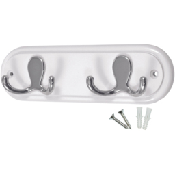 Headbourne White and Polished Chrome 2 Double Hook Coat Rail - thumbnail 1