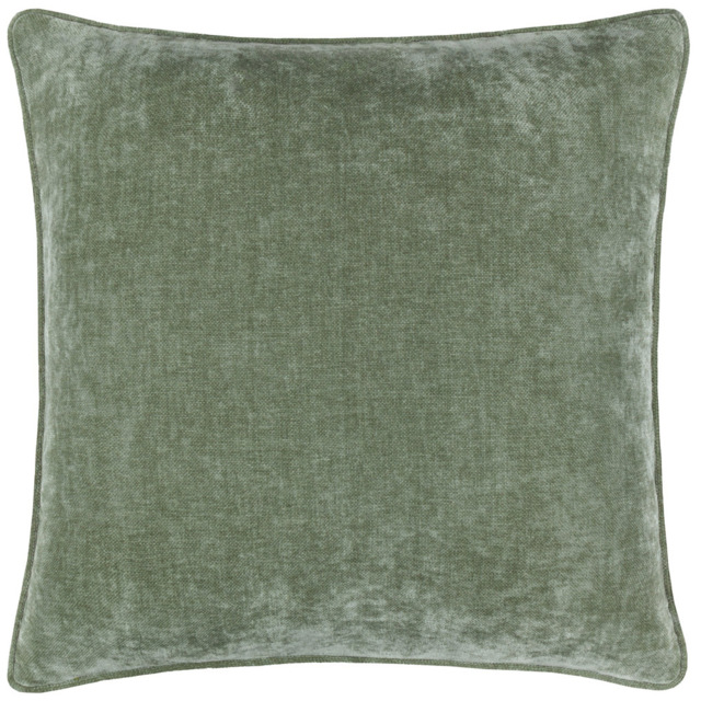 Yard Heavy Chenille Green Piped Polyester Filled Cushion 50 x 50cm - image 1