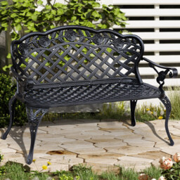 Outsunny 2 Seater Black Garden Bench