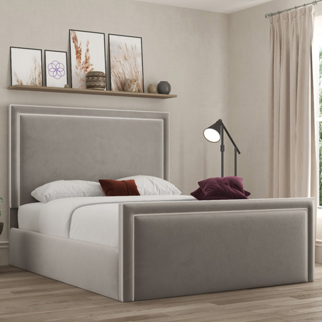 DS Living Verona Plush Pebble King Size Piping Ottoman Bed - image 1