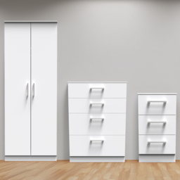 Crowndale Devon 3 Piece White Matt Bedroom Furniture Set