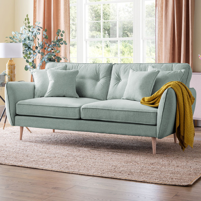 Opry Faro 3 Seater Button Back Aqua Sofa - image 1
