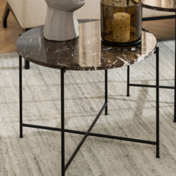 Florence Avila Brown Marble Top Side Table