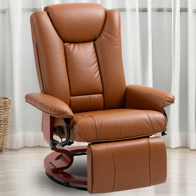 Portland Brown PU Leather Reclining Armchair with Footrest - image 1