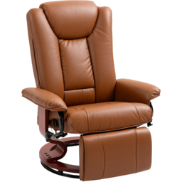 Portland Brown PU Leather Reclining Armchair with Footrest - thumbnail 2