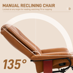 Portland Brown PU Leather Reclining Armchair with Footrest - thumbnail 4