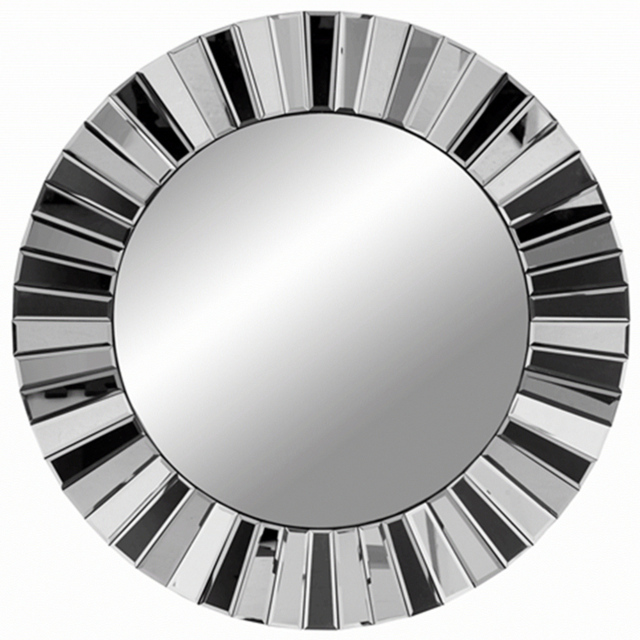 CARME Home Knightsbridge Luxury Grey and Silver Round Wall Mirror 80cm - image 1