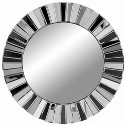 CARME Home Knightsbridge Luxury Grey and Silver Round Wall Mirror 80cm - thumbnail 1