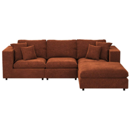 SOLACE+CO Asher 4 Seater Burnt Orange Chenille Sofa with Footstool - thumbnail 3
