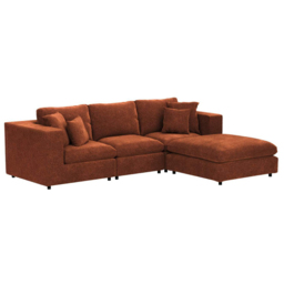 SOLACE+CO Asher 4 Seater Burnt Orange Chenille Sofa with Footstool - thumbnail 2