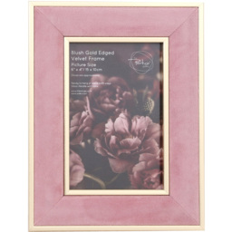 Gold Edged Velvet Photo Frame Blush