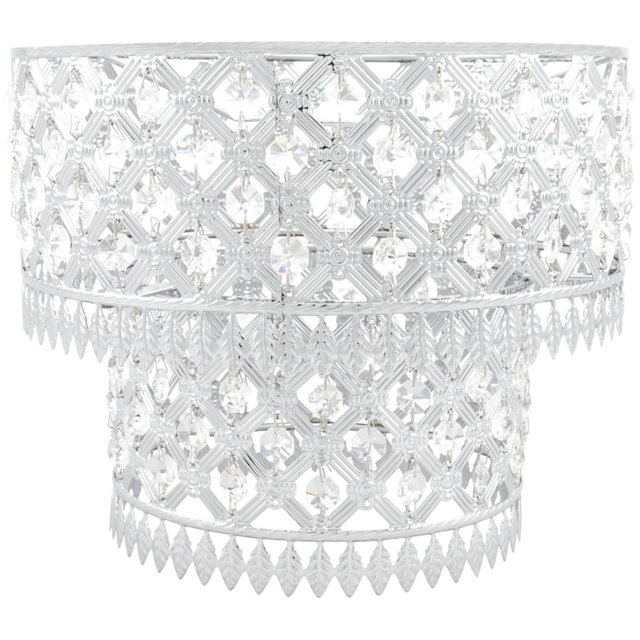 Crystal Leaf Tip Tier Silver Pendant Shade 23cm - image 1