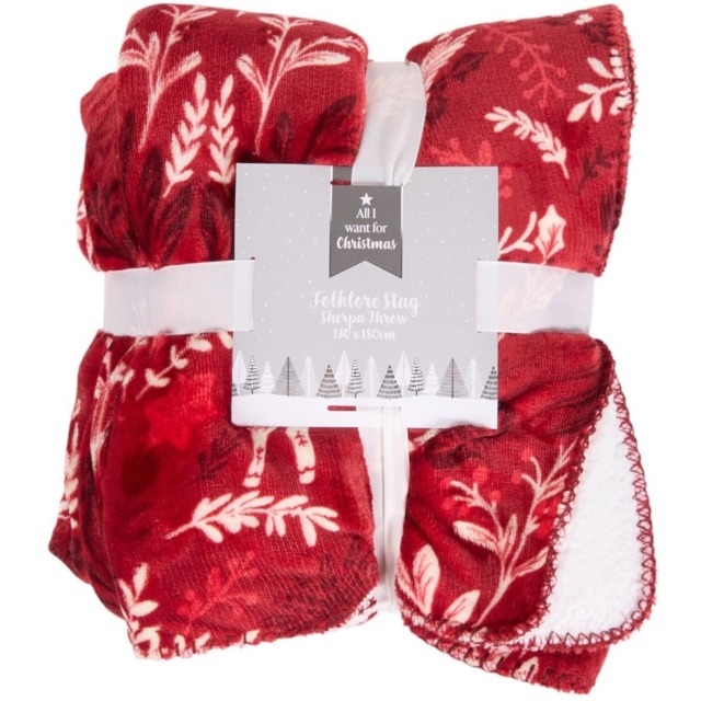 Sherpa Red Folklore Stag Throw 180 x 130cm - image 1