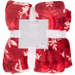Sherpa Red Folklore Stag Throw 180 x 130cm - thumbnail 2