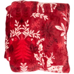 Sherpa Red Folklore Stag Throw 180 x 130cm - thumbnail 4