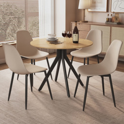 Core Products Aspen 4 Seater Round Dining Set Calico and Oak