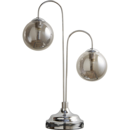 Kliving 2 Way Smokey Grey Glass Shade Chrome Table Lamp