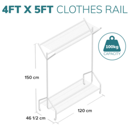 House of Home Heavy Duty Clothes Rail with Two Racks 4 x 5ft - thumbnail 4