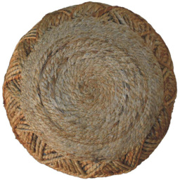 Artisan Furniture Jute Fiber Large Pattern Solid Wood Footstool - thumbnail 4