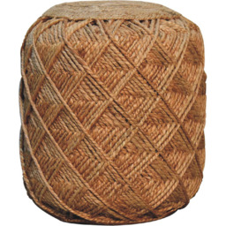 Artisan Furniture Jute Fiber Large Pattern Solid Wood Footstool - thumbnail 2