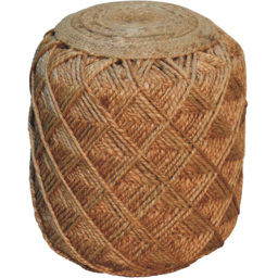 Artisan Furniture Jute Fiber Large Pattern Solid Wood Footstool - thumbnail 3