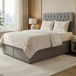 DS Living Diamond Silver Super King Size Upholstered Divan Bed - thumbnail 1