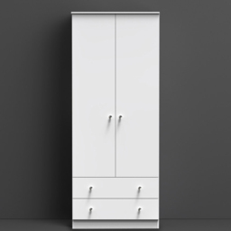 Crowndale Yarmouth White 2 Door 2 Drawer Tall Wardrobe Ready Assembled - thumbnail 1