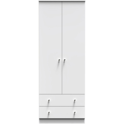 Crowndale Yarmouth White 2 Door 2 Drawer Tall Wardrobe Ready Assembled - thumbnail 2