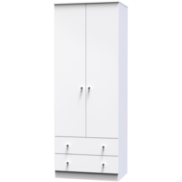 Crowndale Yarmouth White 2 Door 2 Drawer Tall Wardrobe Ready Assembled - thumbnail 4