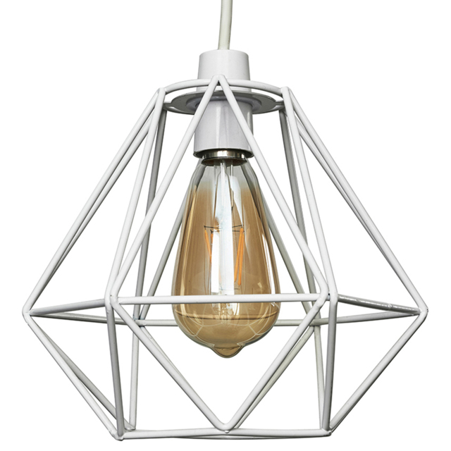ValueLights Diablo White Industrial Wire Frame Pendant Shade - image 1