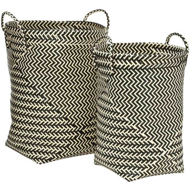 Premier Housewares Black and White Woven Storage Basket 2 Pack - image 1