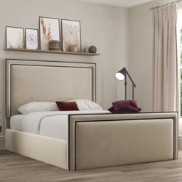 DS Living Verona Plush Cream King Size Piping Ottoman Bed - thumbnail 1