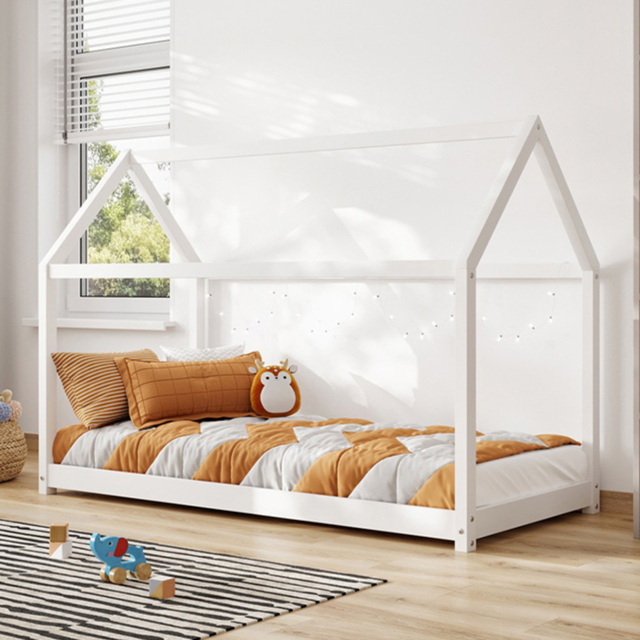 Flair Single White Wooden Play House Bed Frame - image 1