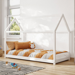 Flair Single White Wooden Play House Bed Frame - thumbnail 1