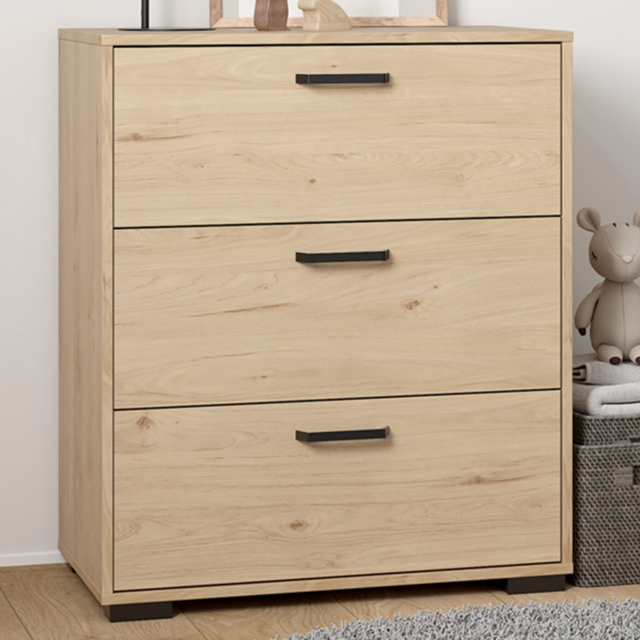 Furniture To Go Sofia Jackson Hickory and White High Gloss 3 Drawer Chest of Drawers - image 1
