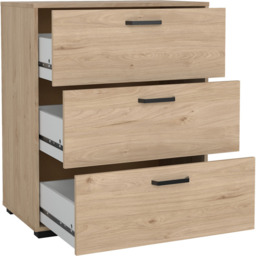 Furniture To Go Sofia Jackson Hickory and White High Gloss 3 Drawer Chest of Drawers - thumbnail 4