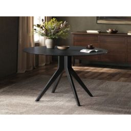 SOLACE+CO Emil Black 4 Seater Glass Round Dining Table - thumbnail 4