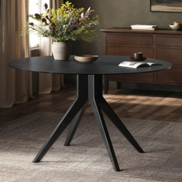 SOLACE+CO Emil Black 4 Seater Glass Round Dining Table - thumbnail 1